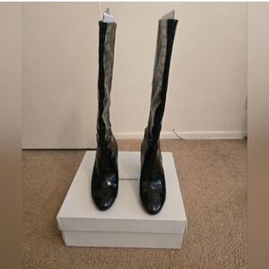 Black Croc-Embossed Knee-High Boots - Chinese Laundry